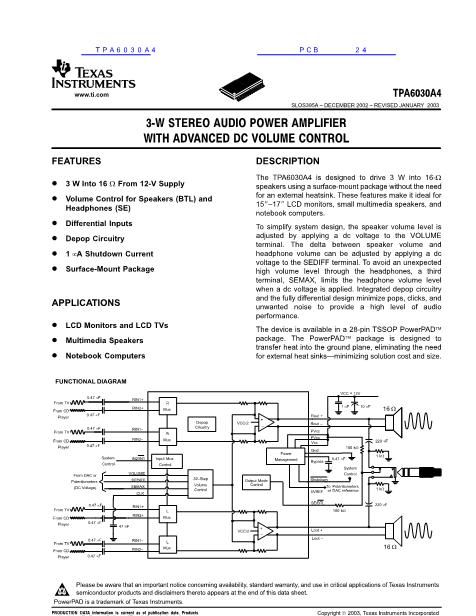 TPA6030A4數(shù)據(jù)手冊(cè)封面
