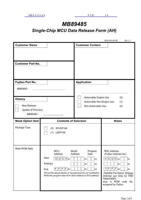 MB89P485數(shù)據(jù)手冊(cè)封面