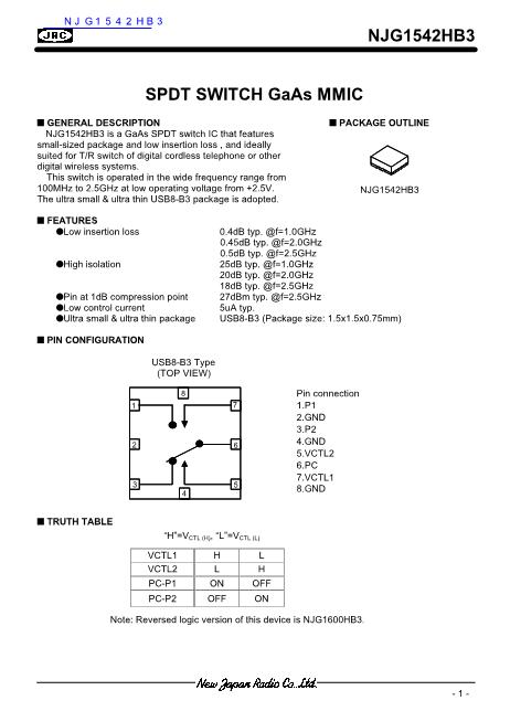NJG1542HB3數(shù)據(jù)手冊封面