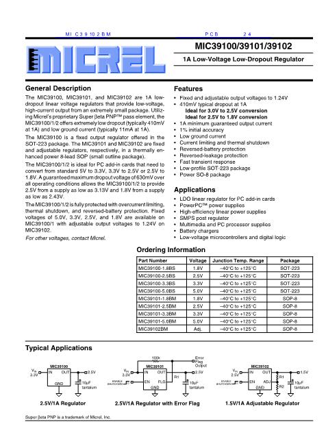 MIC39102BM数据手册封面