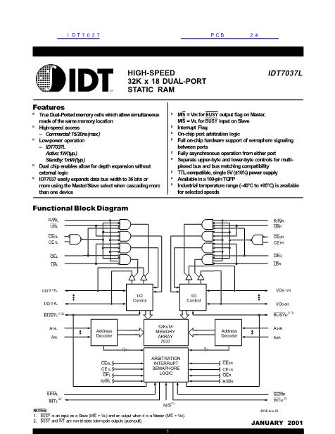 IDT7037数据手册封面