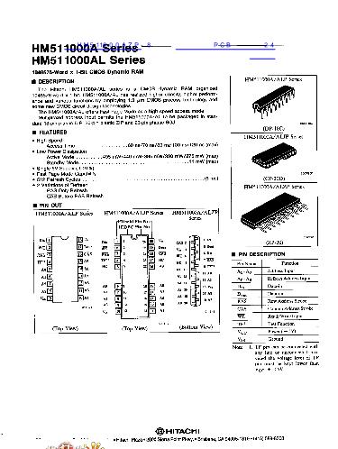 HM511000AZP-8数据手册封面