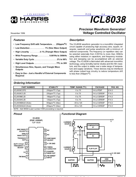 ICL8038ACJD数据手册封面