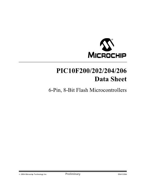 PIC10F200数据手册封面