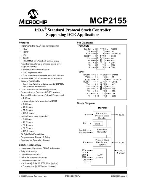 MCP2155数据手册封面