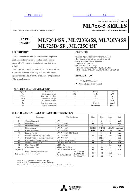 ML720J45S数据手册封面