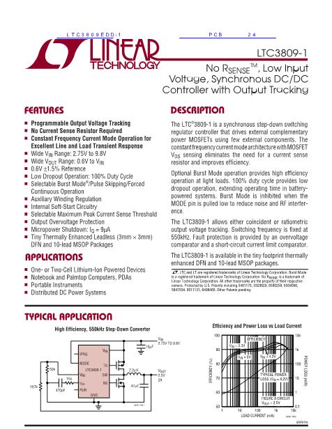 LTC3809EDD-1数据手册封面