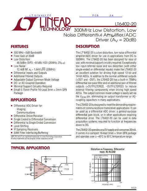 LT1374HVIFE数据手册封面