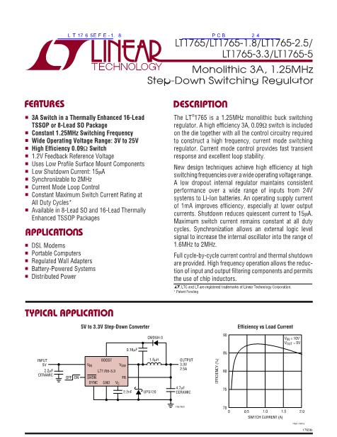 LT1764EFE數(shù)據(jù)手冊封面