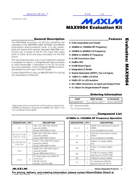 MAX9719AEVKIT数据手册封面