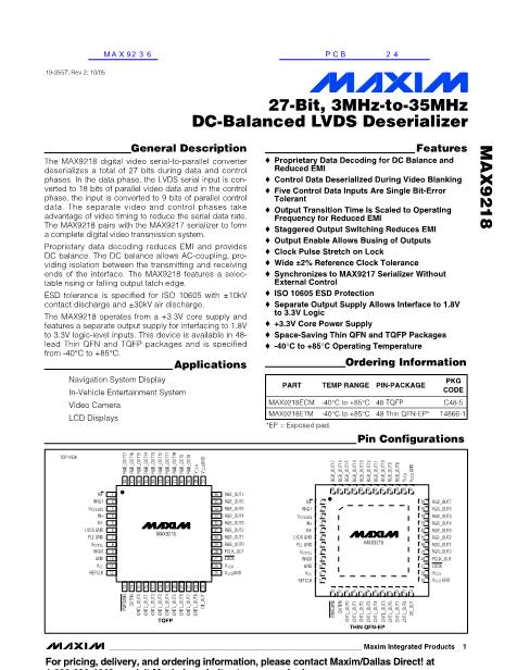 MAX9217数据手册封面