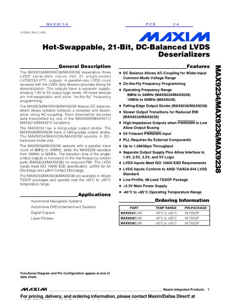 MAX9234数据手册封面
