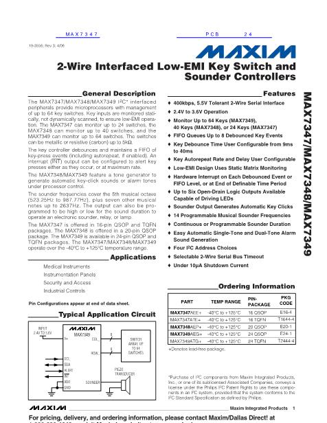 MAX7347數(shù)據(jù)手冊(cè)封面