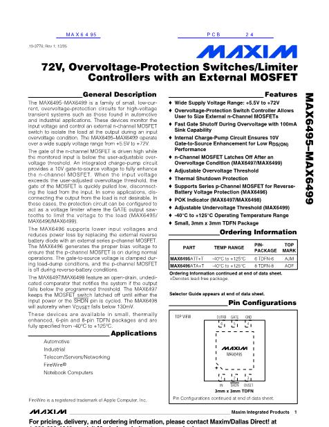 MAX6495数据手册封面