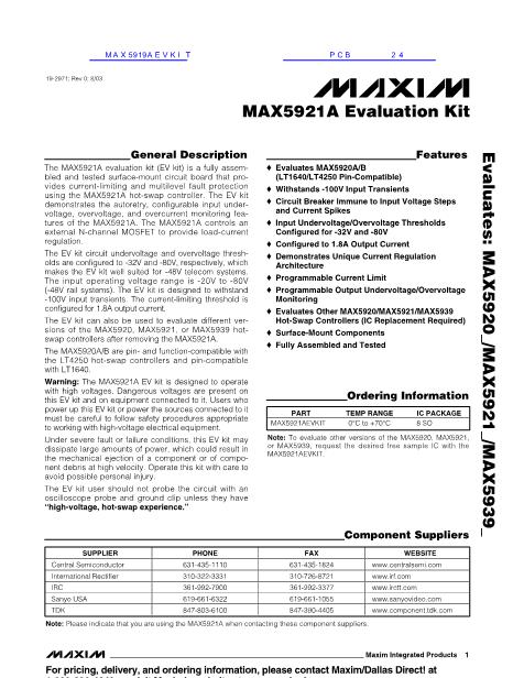 MAX5919AEVKIT数据手册封面
