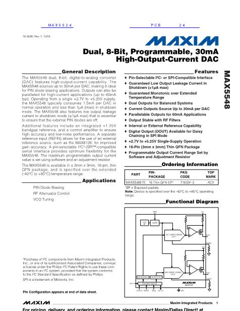 MAX5524數(shù)據(jù)手冊(cè)封面
