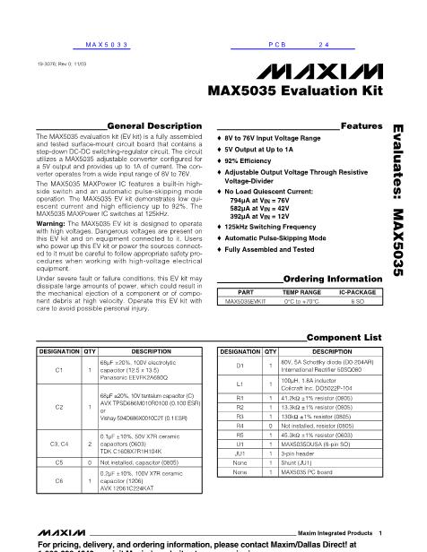 MAX5033数据手册封面