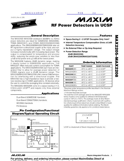 MAX2208EBS+數(shù)據(jù)手冊(cè)封面