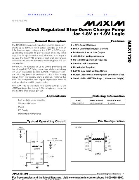 MAX16802BEUA+数据手册封面
