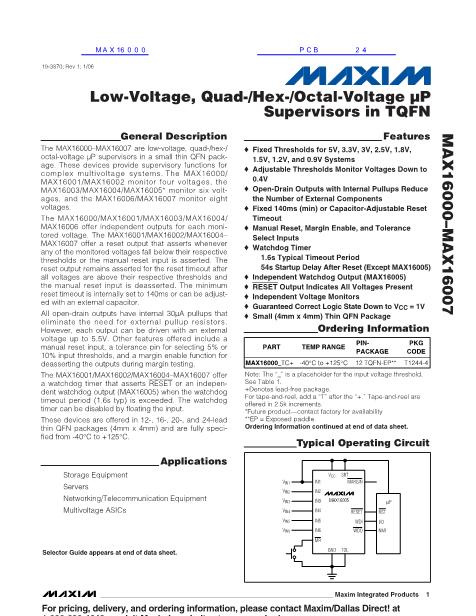 MAX16000數(shù)據(jù)手冊封面