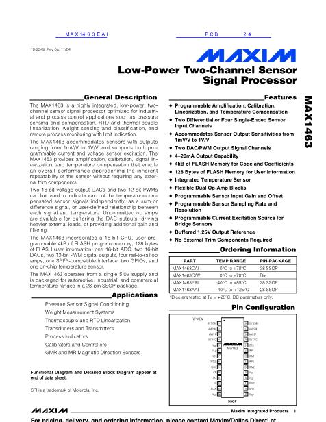 MAX1463AAI数据手册封面