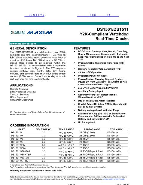DS1500YN數(shù)據(jù)手冊封面