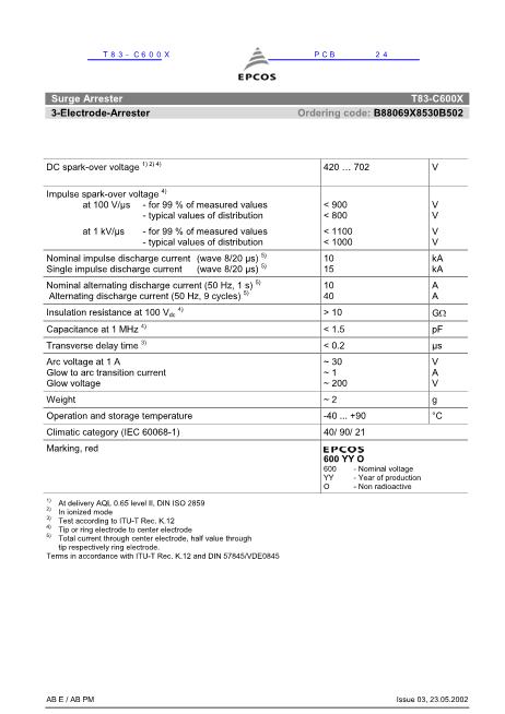 T83-A260XF4數(shù)據(jù)手冊封面