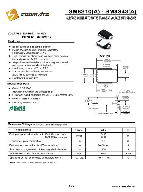 SM8S14數(shù)據(jù)手冊封面