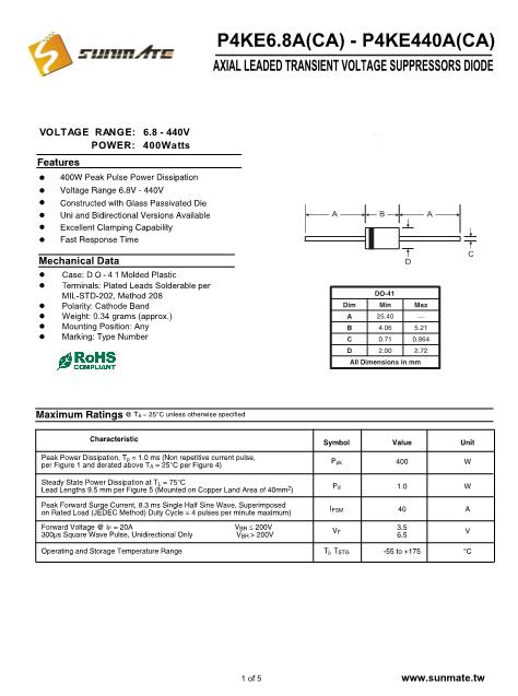 P4KE33CA數(shù)據(jù)手冊封面