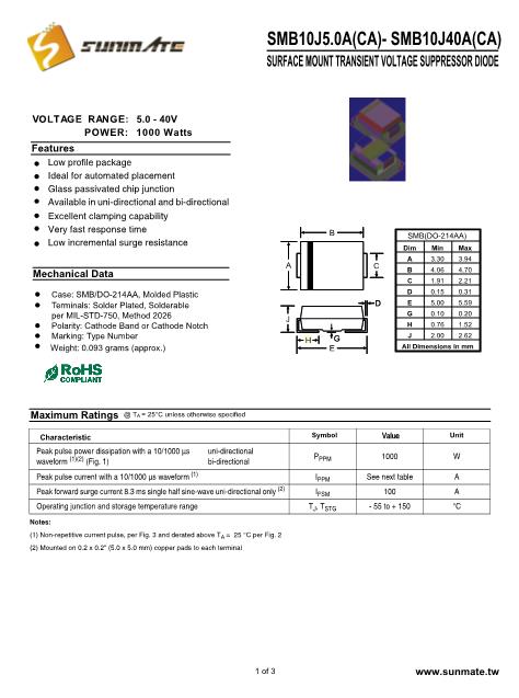 SMB10J24CA數(shù)據(jù)手冊(cè)封面