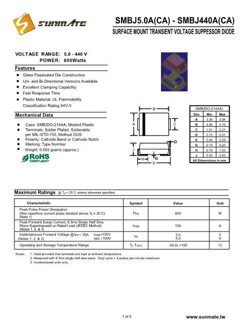 SMBJ440CA數(shù)據(jù)手冊封面