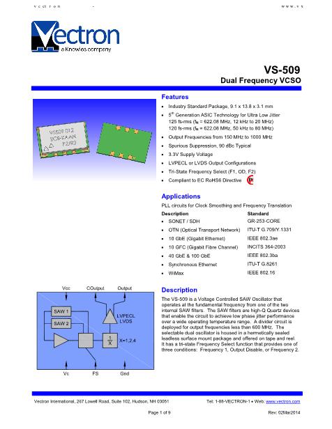 VS-509数据手册封面