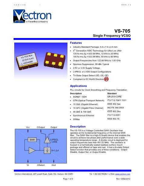 VS-705数据手册封面