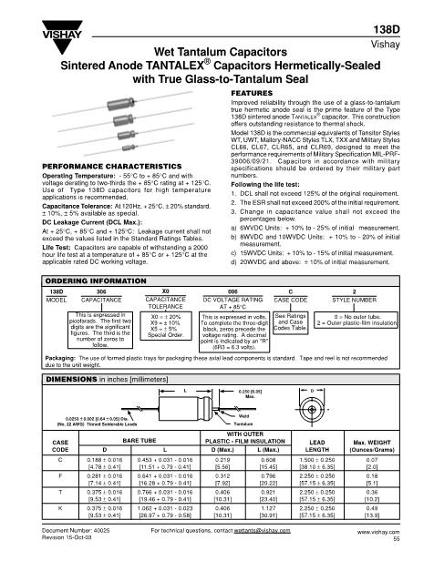 138D157X0030T2數(shù)據(jù)手冊封面