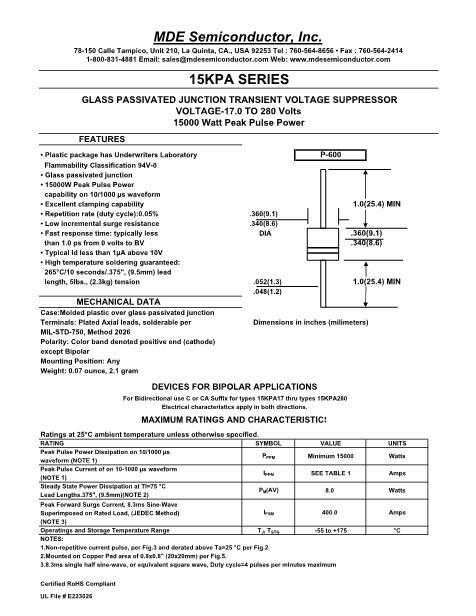 15KPA150A數(shù)據(jù)手冊封面
