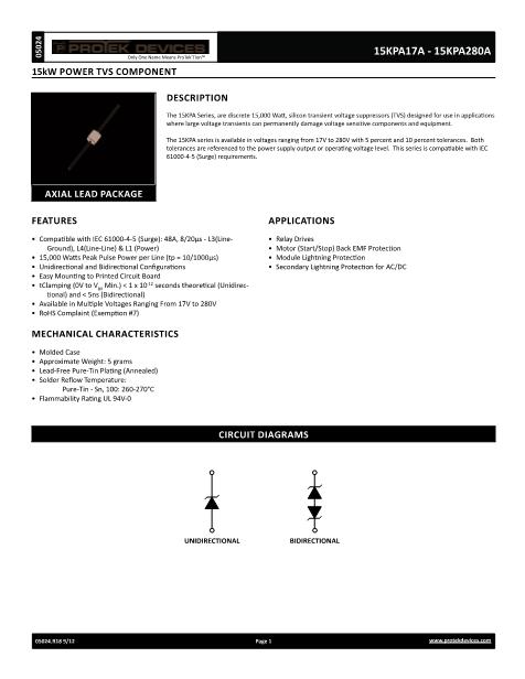 15KPA220數(shù)據(jù)手冊封面
