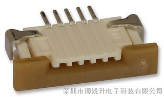 MOLEX  52271-0569  连接器, FFC/ FPC板, ZIF, 5 触点, 插座, 1 mm, 表面安装　, 底部