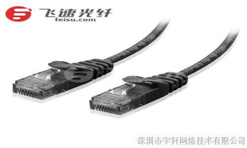 0.3m Cat6六类非屏蔽双绞线 卡沟设计细网络跳线 PVC外护套（黑色）
