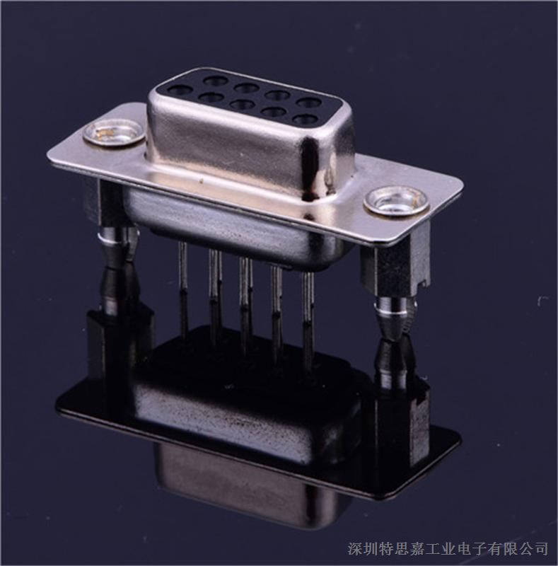D-SUB连接器 9PIN母头插板式 D-SUB连接器，车针带定位柱