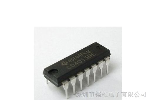 供应TI   CD4013BE双D触发器做的脉冲4分频器    DIP14