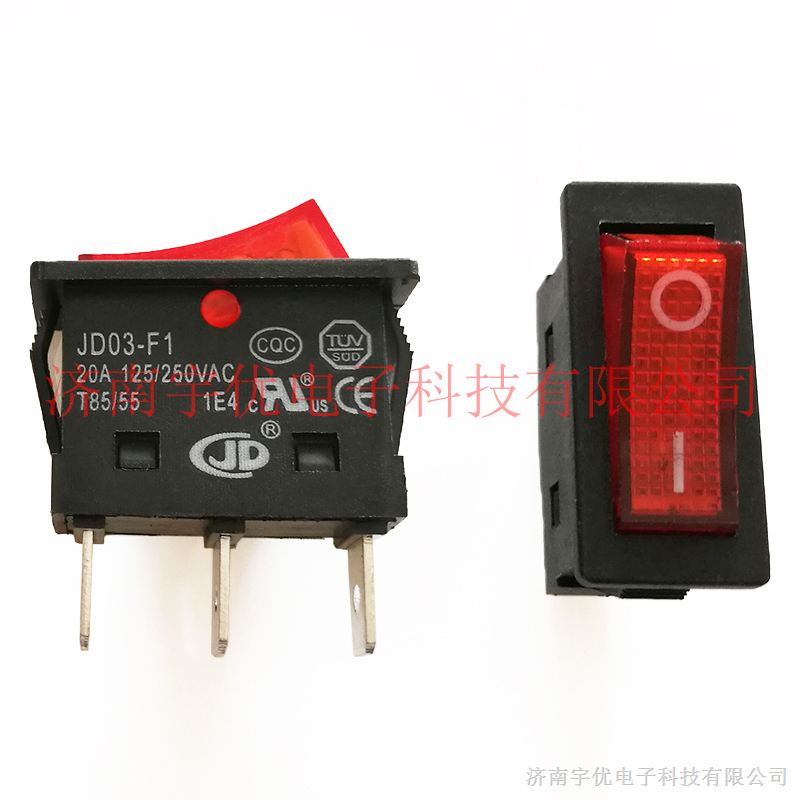 单排大电流船型开关 JD03-F1 20A 250VAC 带灯翘板电锅电源开关_船形/跷板/波动开关_维库电子市场网