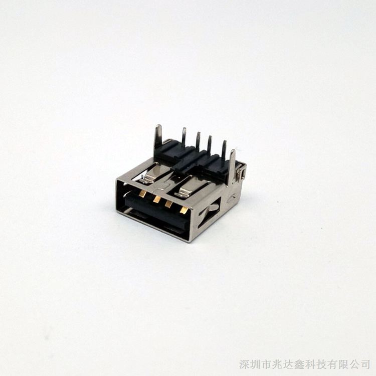 供应USB2.0母座 AF90度直边直脚耐高温母座