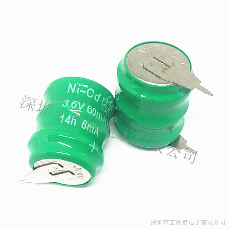 镍镉电池NI-CD 3.6V 60mAh 可充电纽扣式