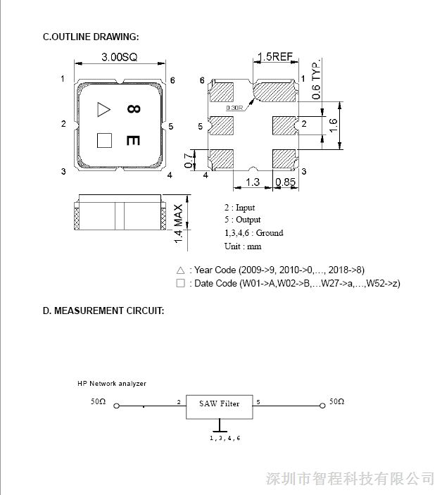 声表滤波器 TA0581A