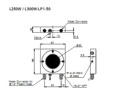 供应以色列OPHIR高损伤阈值长脉冲水冷型激光功率计探头L300W-LP1-50