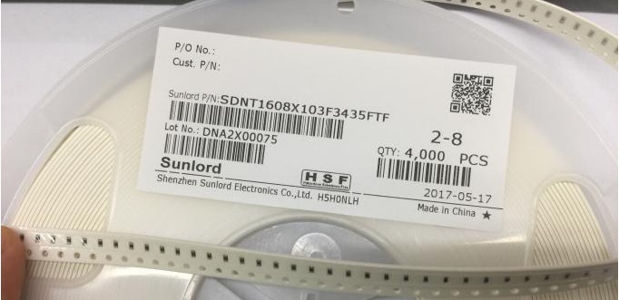 顺络热敏电阻SDNT1608X103F3435FTF原装现货
