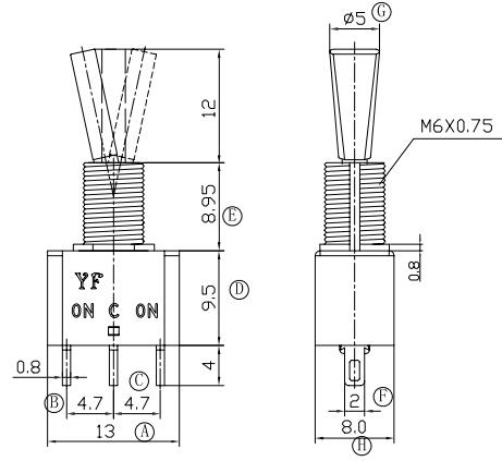 MTS-103-F1-T6-RS钮子开关厂家 提供手动加工