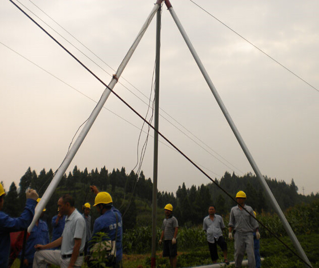 手摇立杆机8~18米三角架立杆 铝合金三角架 人字抱杆电线杆起杆机