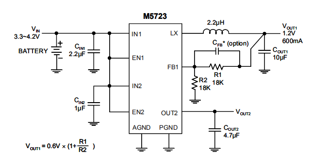 低噪声LDO同步降压集成电路M5723，致新原装