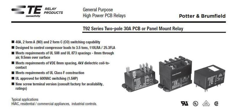 通用继电器TE Connectivity / P&B T92P7D22-48 	7-1393211-2